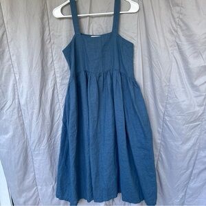Blue Sleeveless Square Neck Midi Sundress